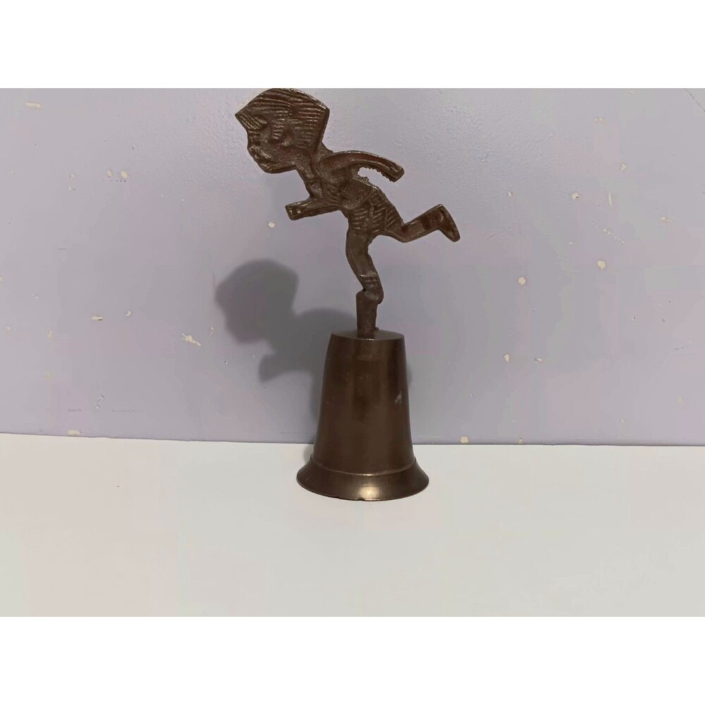 Brass Running Boy Bell Vintage Figurine Home Decor 4.5"
